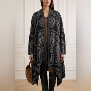 Peruvian Connection Bergama Baby Alpaca Silk Draped Boho Cardigan Gray Sz L